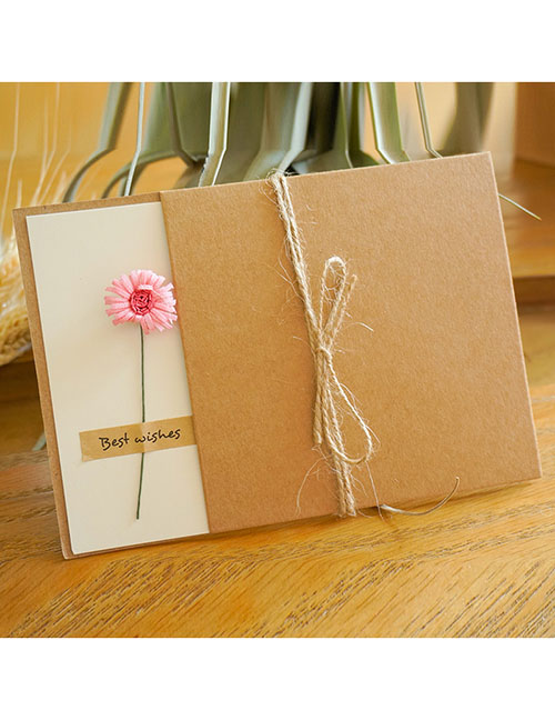 Fashion Pink Daisy Kraft Paper Floral Greeting Card