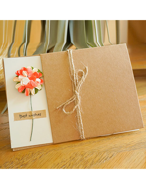 Fashion Watermelon Red Carnations Kraft Paper Floral Greeting Card