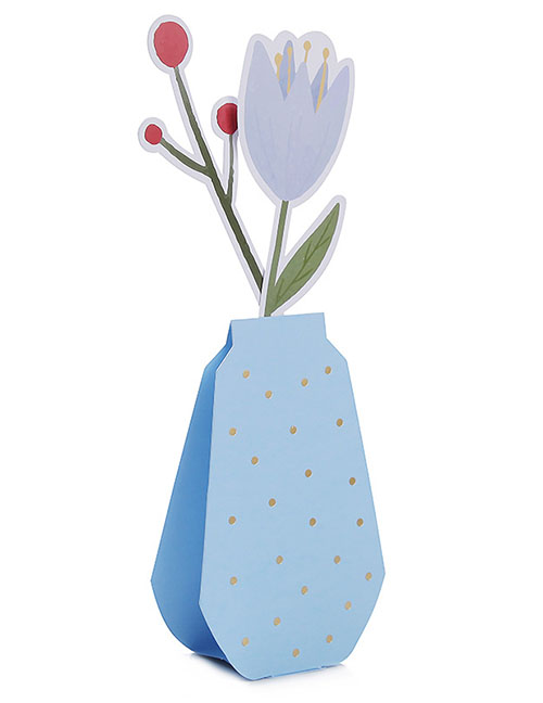 Fashion Tulip Matte Pink Paper Flower Bronzing Sending Envelope Greeting Card
