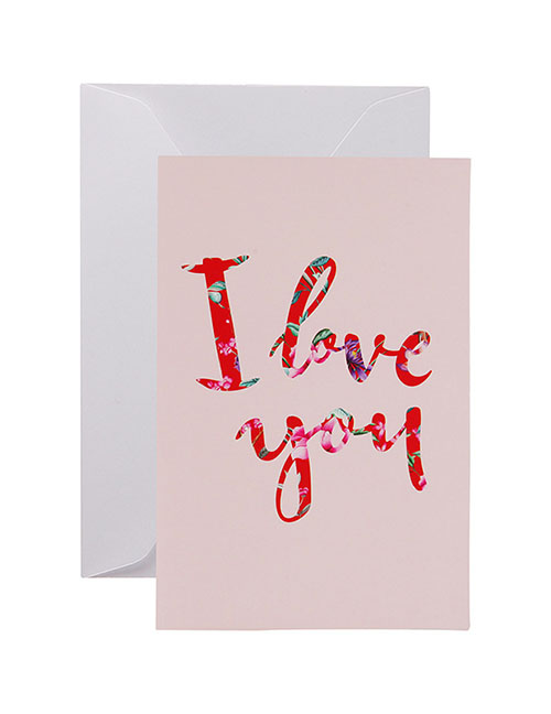 Fashion Foundation I Love You Faux Patch Floral Half-fold Greeting Card