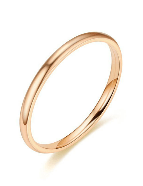 Fashion Rose Gold-2mm Inner And Outer Balls Titanium Geometric Ring
