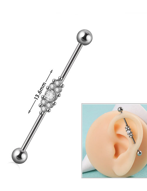 Fashion 1.6x38x5x5mm2 Batches Titanium Steel Diamond Geometric Piercing Stud Earrings