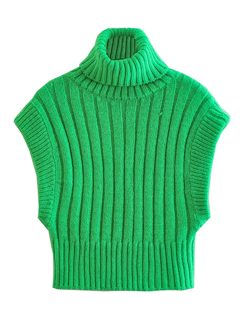 Fashion Green Polyester Ribbed-knit Tank Top