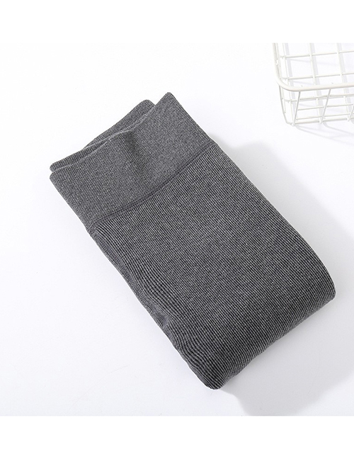 Fashion Medium Gray Stepping On The Foot Cotton 150 Without Cashmere 10-20 Degrees Cotton Vertical Striped Fleece Padded Leggings