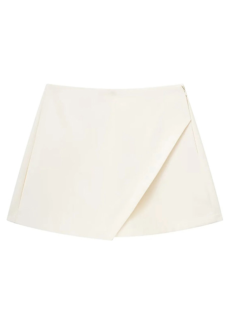 Fashion White Solid Color Irregular Culottes