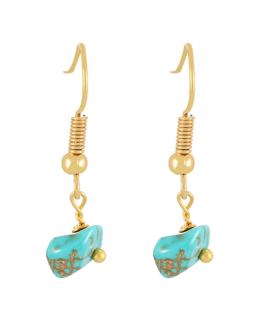 Fashion Lake Blue Copper Irregular Natural Stone Earrings
