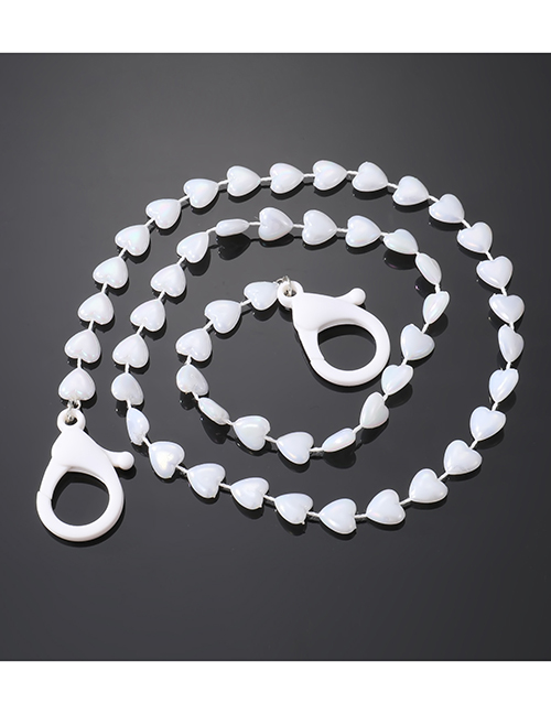Fashion White Heart Solid Color Love Chain Glasses Chain