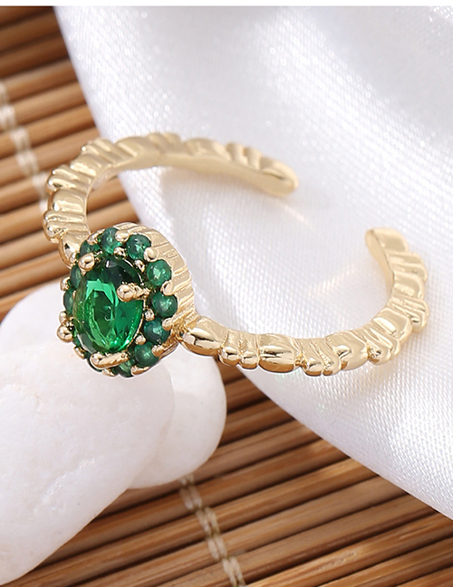 Fashion Gold Gold Plated Copper Oval Zirconia Chop Ring