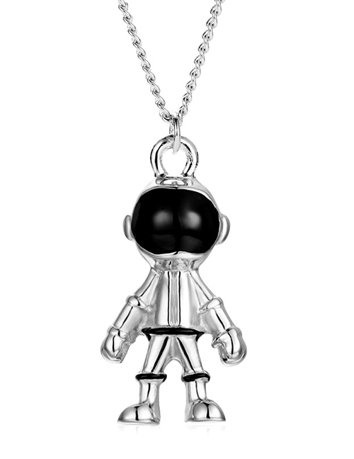 Fashion Silver Metal Astronaut Necklace