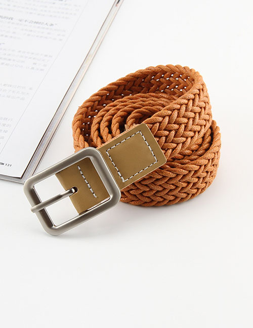 Fashion Camel Wax Rope Woven Cotton And Linen Fastening Leather Belt Belt
