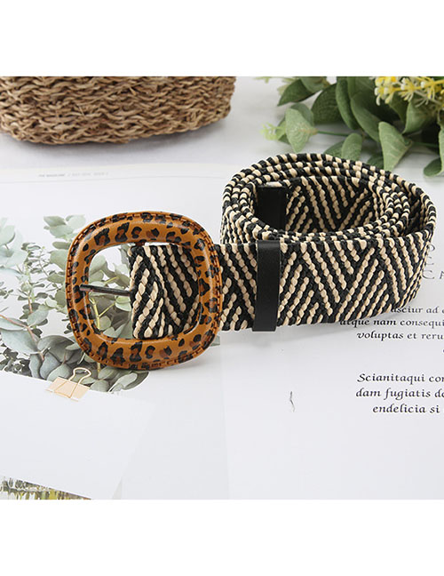 Fashion Color 4cm Pp Grass Cotton Linen And Leopard Strip Belt