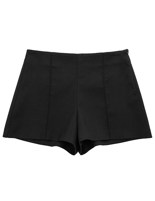 Fashion Black Polyester Threaded Shorts