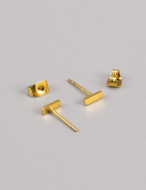 Fashion Gold Titanium Steel 18k One Word Vertical Earrings