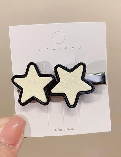 Fashion 2# White Series [without Paper Card] Resin Five-pointed Star Hair Clip