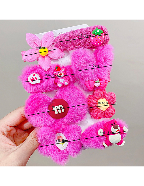 Fashion 5# Strawberry Bear Love Set [opp Bag] Plush Flower Geometric Cartoon Hairpin Set