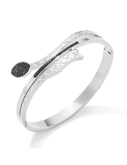 Fashion Platinum-2 Stainless Steel Diamond Snake Bracelet