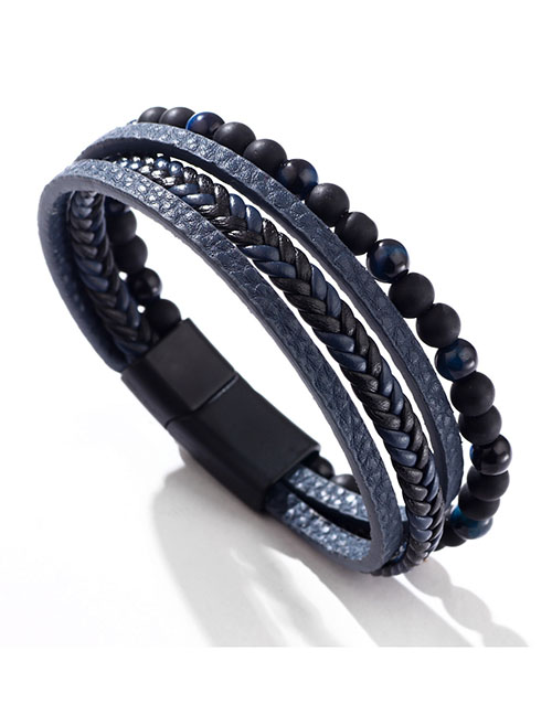 Fashion 21.5cm-blue Tiger Eye Tiger Eye Beaded Magnetic Braided Bracelet
