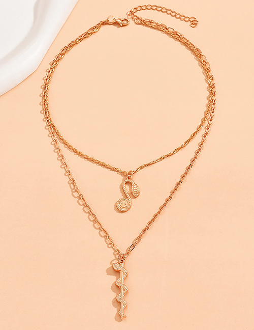 Fashion Gold Alloy Geometric Snake Double Layer Necklace