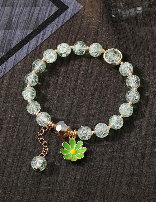 Fashion Light Green Green Flower Burst Beads Drip Oil Daisy Bracelet