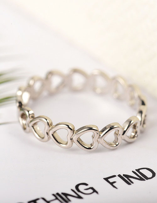 Fashion Silver Metal Cutout Heart Ring