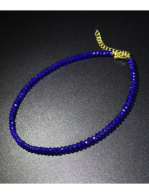 Fashion Blue Geometric Crystal Beaded Necklace