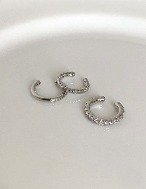 Fashion Silver Metal Diamond Geometric Ear Clip Set