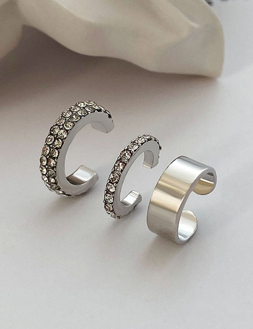 Fashion Silver Metal Zirconia Geometric Ear Cuff Set