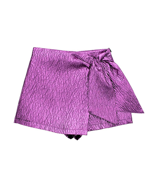 Fashion Purple Lace-up Shorts  Blended