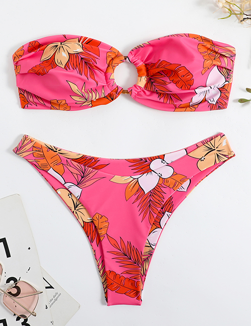 Fashion 5# Polyester Printed Cutout One-piece Swimsuit  Polyester