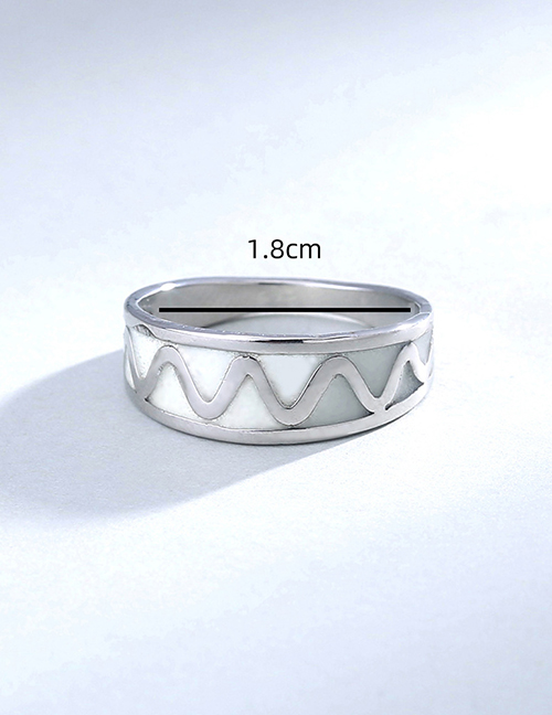 Fashion Silver Titanium Steel Dripping Oil Ripple Luminous Ring