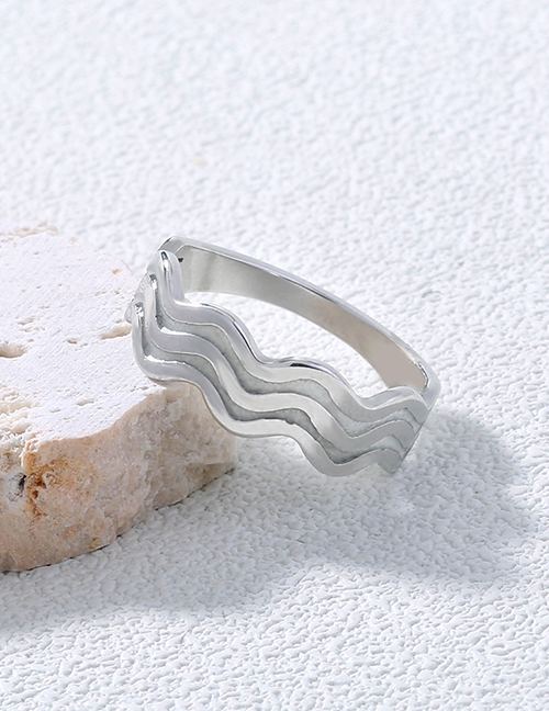Fashion Ripple Titanium Steel Dripping Oil Wave Pattern Luminous Ring
