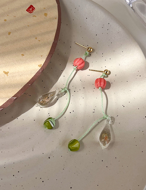 Fashion Gold Geometric Glass Water Drop Geometric Earrings