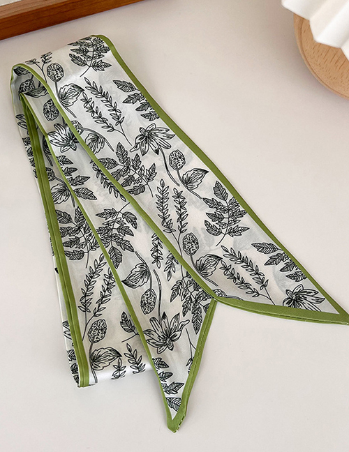 Fashion A Green Fabric Printed Hair Tie Scarf