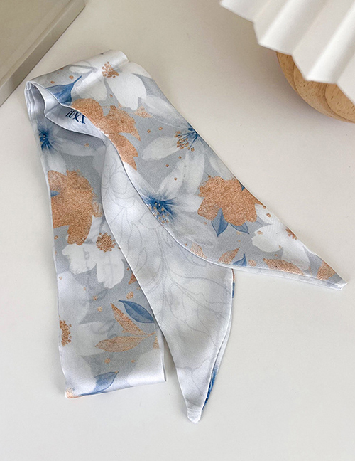 Fashion C Blue Print Fabric Printed Hair Tie Scarf
