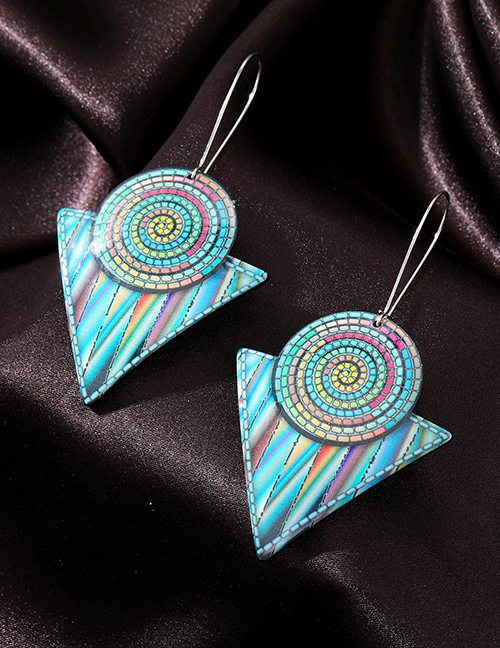 Fashion Round Triangle Acrylic Print Geometric Hoop Earrings
