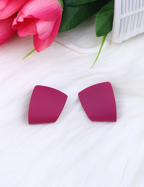 Fashion Purple Metal Geometric Painted Stud Earrings