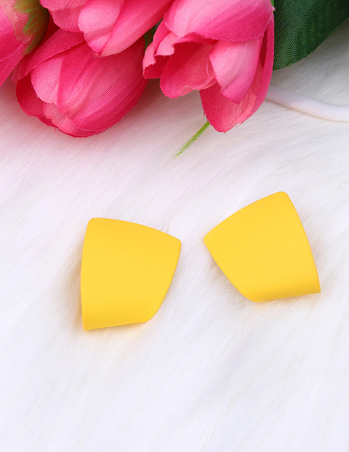Fashion Yellow Metal Geometric Painted Stud Earrings