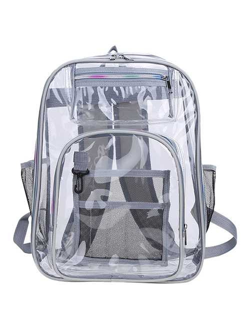 Fashion Grey Pvc Transparent Large Capacity Backpack