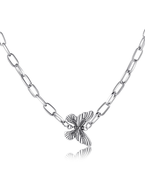 Fashion Silver Alloy Geometric Butterfly Necklace