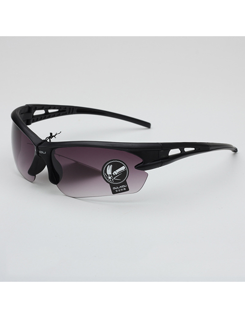 Fashion Black Frame Double Gray Film C Half Frame Large Frame Sunglasses