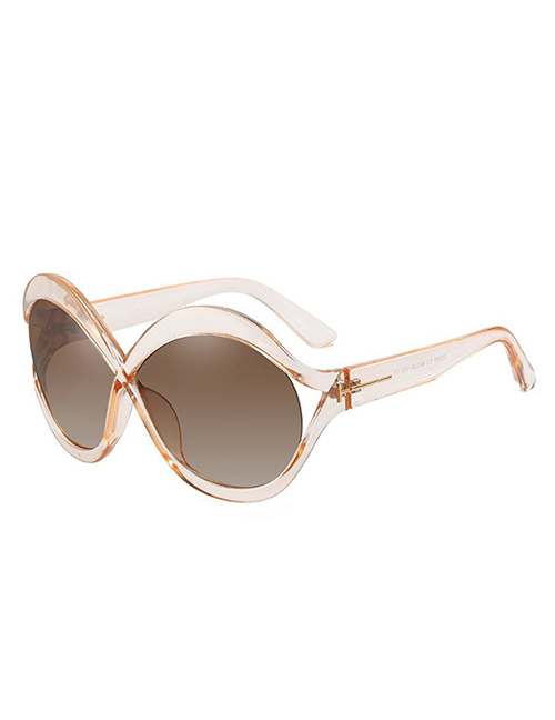 Fashion Transparent Tea Frame Double Tea Tablet Cutout Large Frame Crossover Sunglasses