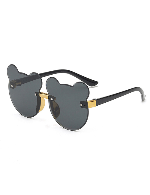 Fashion Black Frame Gray Chip (split) Pc Cat Ears Rimless Sunglasses