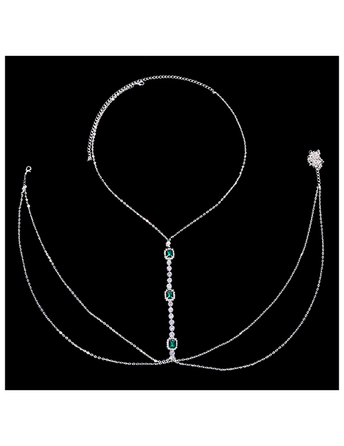 Fashion Silver Alloy Diamond Geometric Chain Body Chain