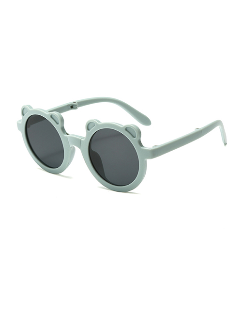 Fashion Blue Frame Gray Piece Pc Bear Folding Round Sunglasses