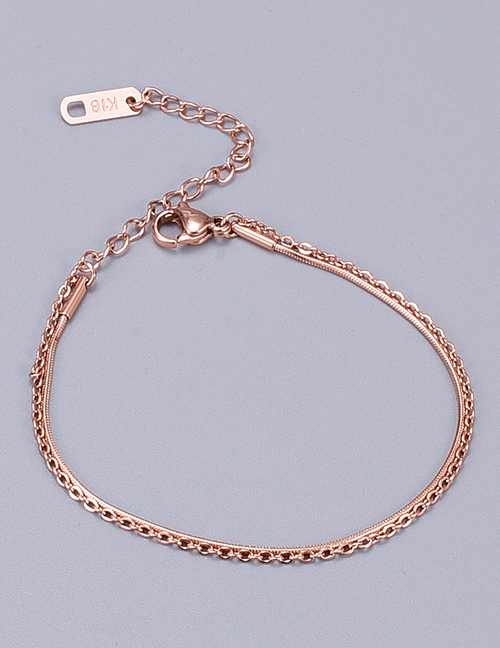 Fashion Rose Gold Anklet (round Snake + Calender Chain) Pure Copper Geometric Chain Anklet