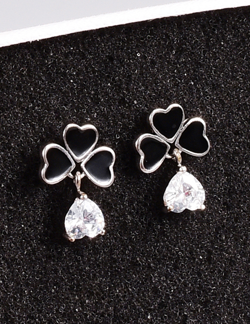 Fashion Earrings Alloy Geometric Heart Clover Rhinestone Earrings