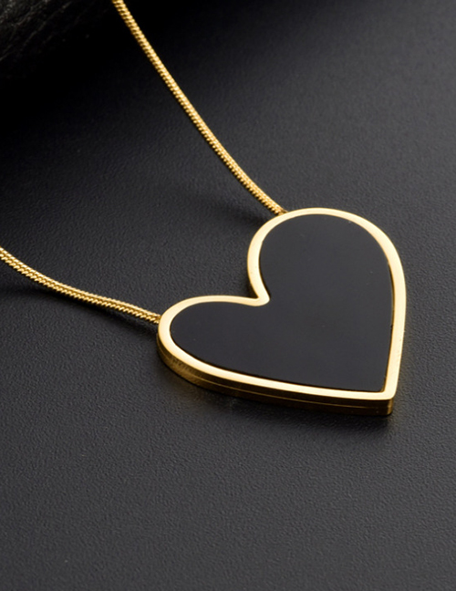 Fashion Gold Titanium Steel Geometry Love Blocks Necklace