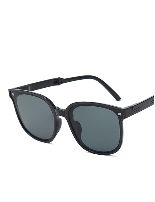 Fashion Bright Black Gray Film Pc Square Frame Sunglasses