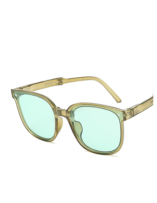 Fashion Green Frame Gray Film Pc Square Frame Sunglasses