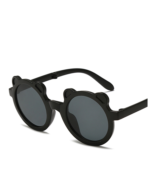 Fashion Black Gray Pc Cartoon Bears Folding Children's Sunglasses